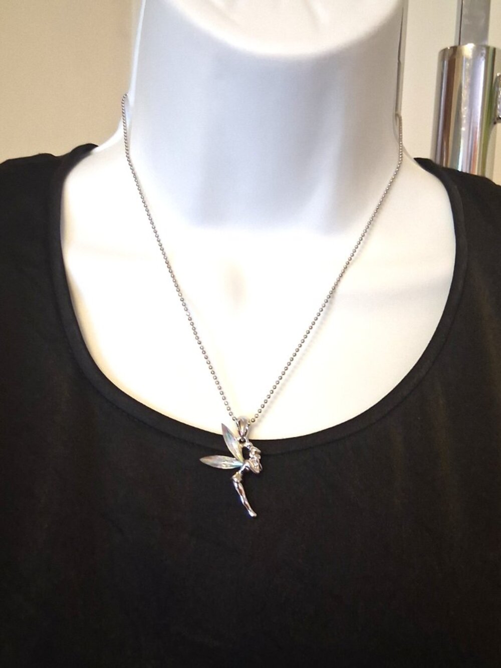 Vintage Artistic Ballerina Pendant White Austrian Crystal Silver-Plated Necklace - Picture 4 of 10